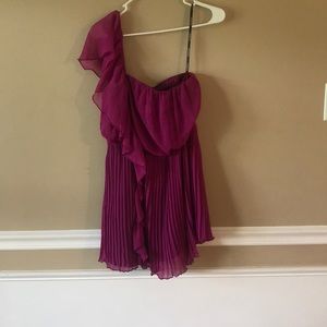 Bebe pink, one shoulder dress